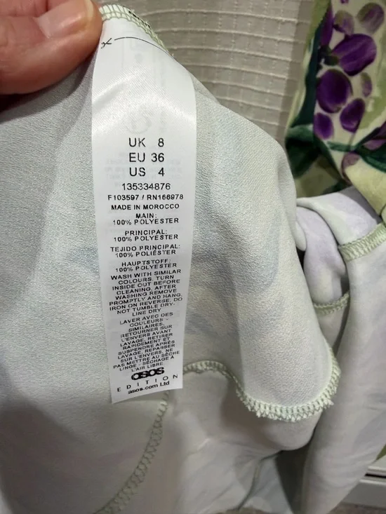 ASOS One-Shoulder Green Floral Midi Dress with Purple Accents - Picture 4 of 8